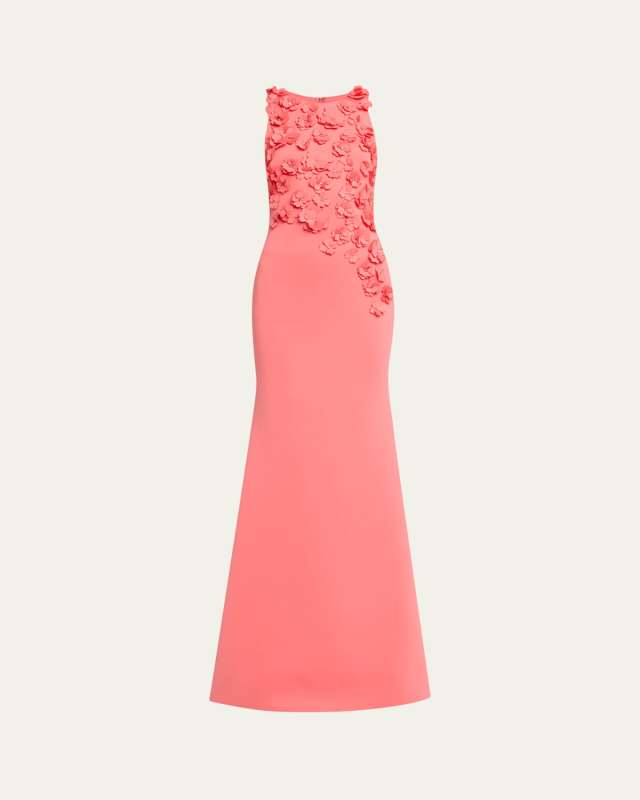 3D Floral Scuba Gown